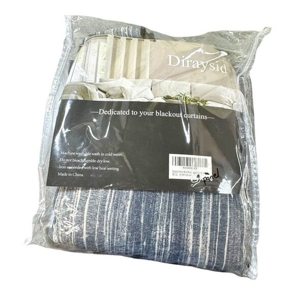 Diraysid Navy Blue Blackout Curtains 52 x 63 1 Panel Striped Abstract Splash - Picture 1 of 3